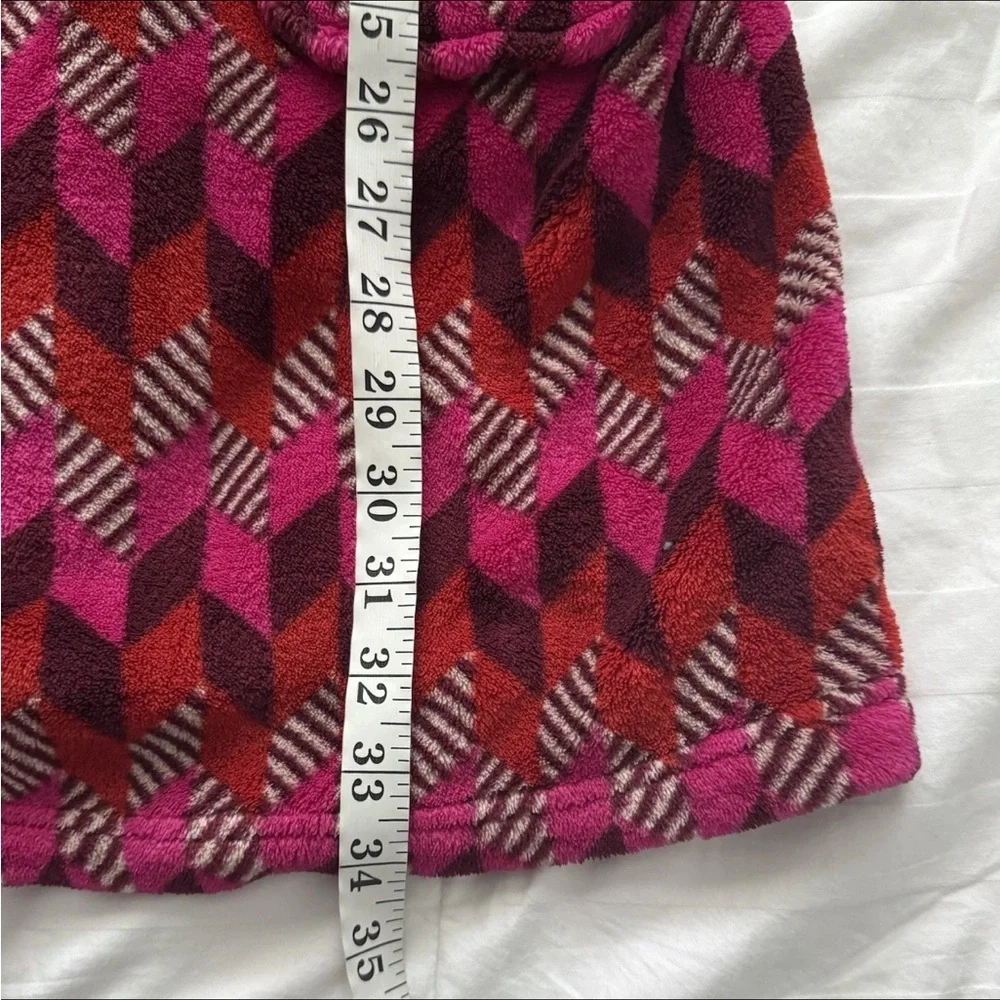 VERA BRADLEY Robe Small/Medium Red Pink Geo Print Short Plush Hooded Pockets EUC